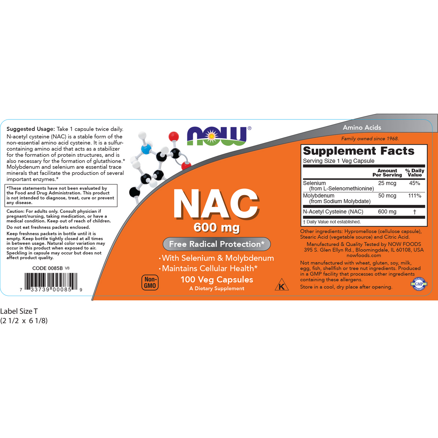 NAC N- Acetil Cisteina 600 mg (100 veg caps)
