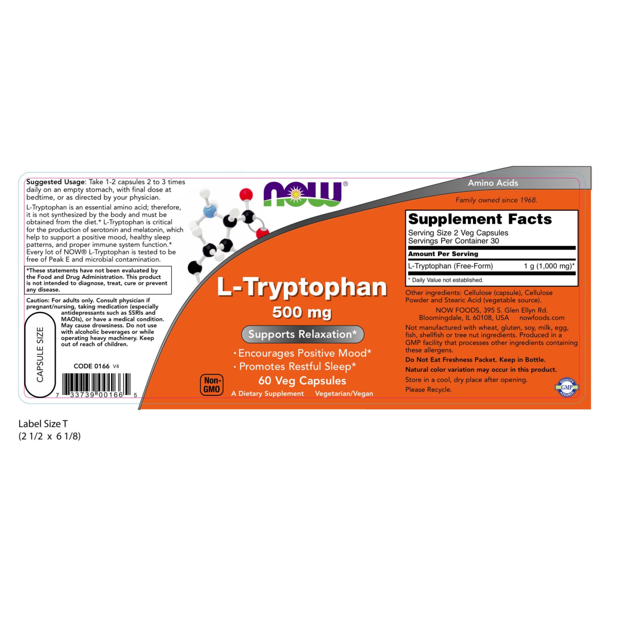 L-Triptofano 500 mg (60 veg caps)