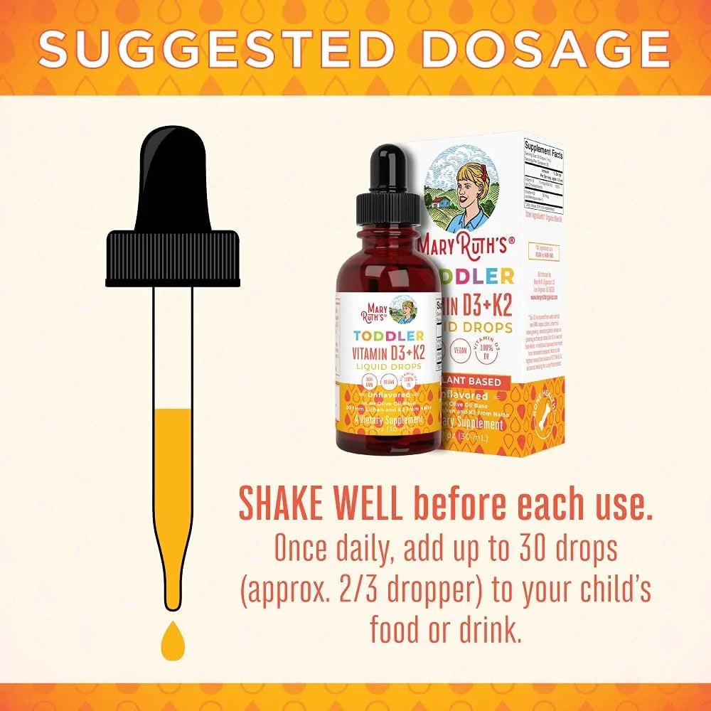 Vitamina D3+K2 para Infantes, Liquido (1 fl oz/30ml), Mary Ruth´s