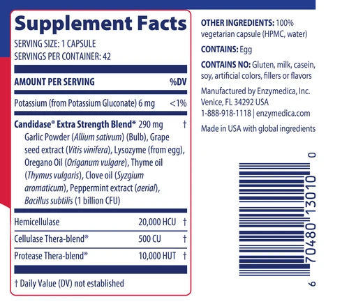 Candidase™ Enzimas de Alta Potencia para Balance de Flora Intestinal (42 caps), Enzymedica