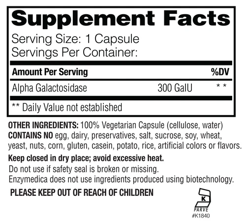 BeanAssist™ Enzimas Antigases & Antinflamatorio (30 caps), Enzymedica