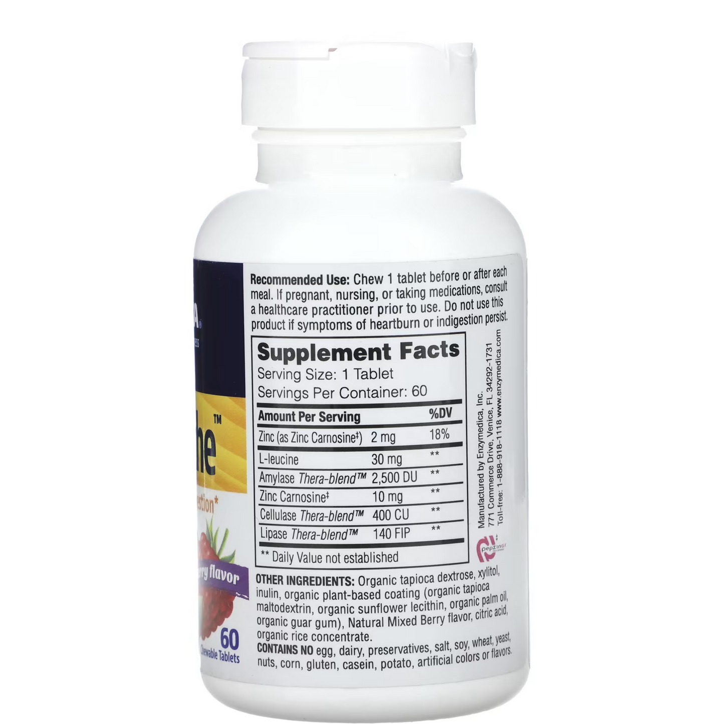 Acid Soothe™ Alivio para el Acidez (60 tabs masticables), Enzymedica