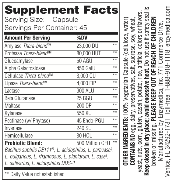 Digest Gold™ + Probióticos, Apoyo Digestivo (45 caps), Enzymedica