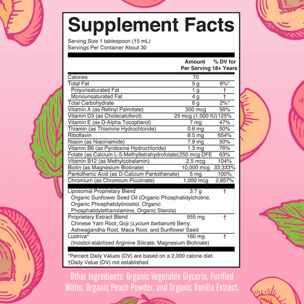 Multivitaminico para Mujer + Lustriva Crecimiento del Cabello Sabor Durazno, Liposomal (15 fl oz/450 ml), Mary Ruth´s