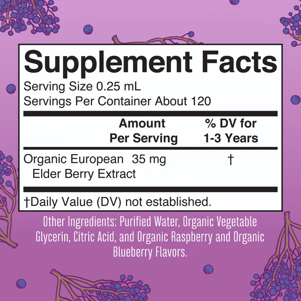 Elderberry Organico para Infantes, Frambuesa de Arándanos, Liquido(1 fl oz/30ml), Mary Ruth´s