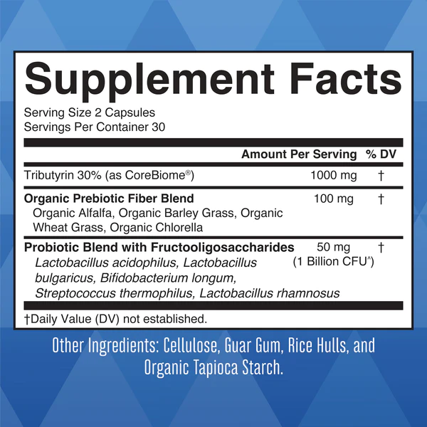 Salud Intestinal Completa, Prebiotico, Probiotico y Postbiotico (60 capsules), Mary Ruth´s