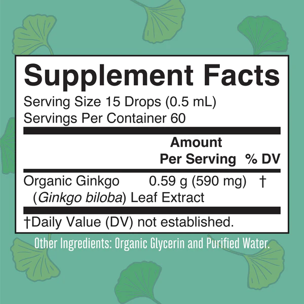 Extracto de Ginkgo Organico, Liquido (1 fl oz/30ml), Mary Ruth´s