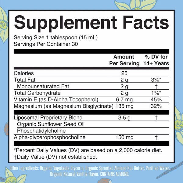 Magnesio Liposomal sabor Almendra y Vainilla (15.22 fl oz/450ml), Mary Ruth´s