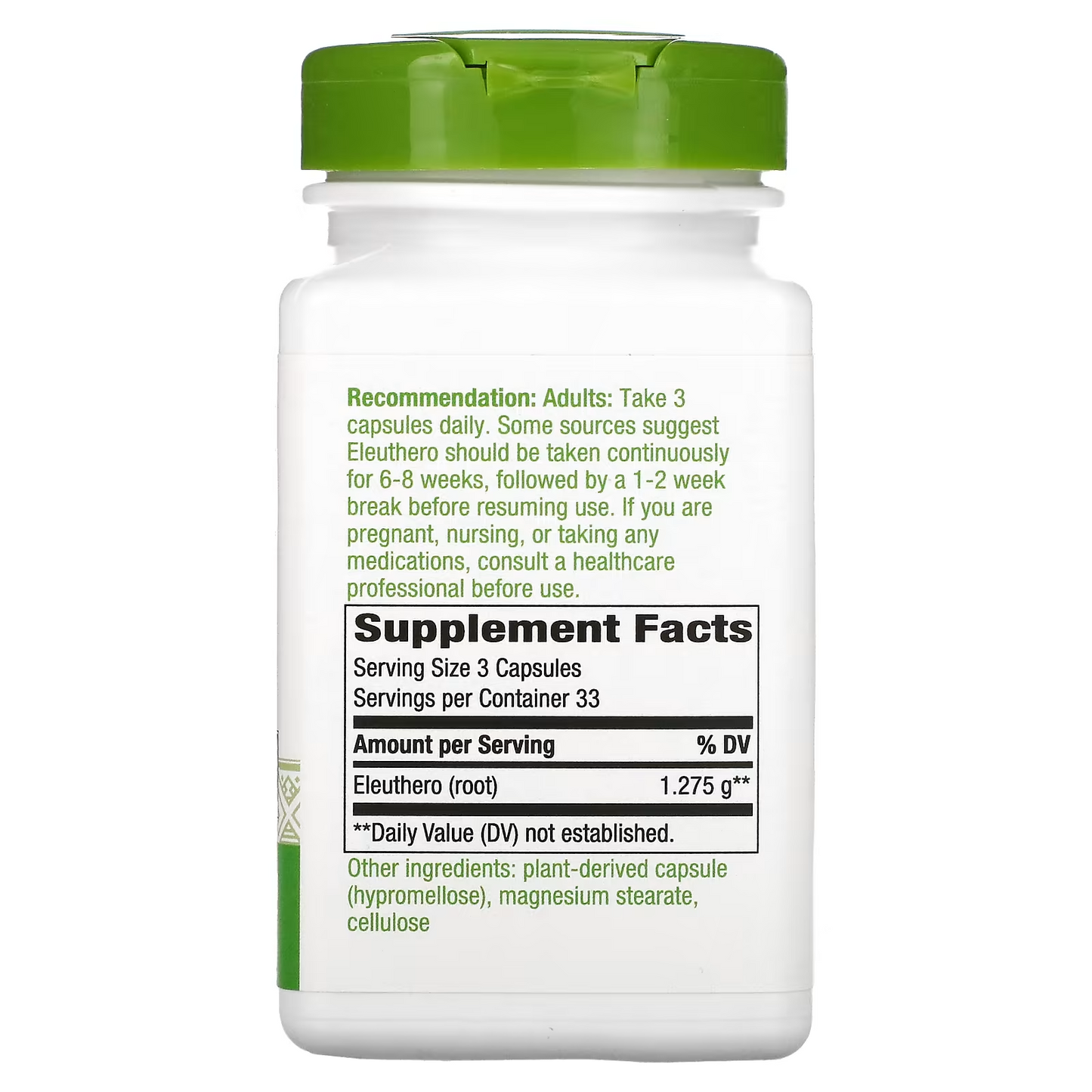 Raiz de Eleuthero Siberiana 1275mg (100 veg caps), Nature's Way