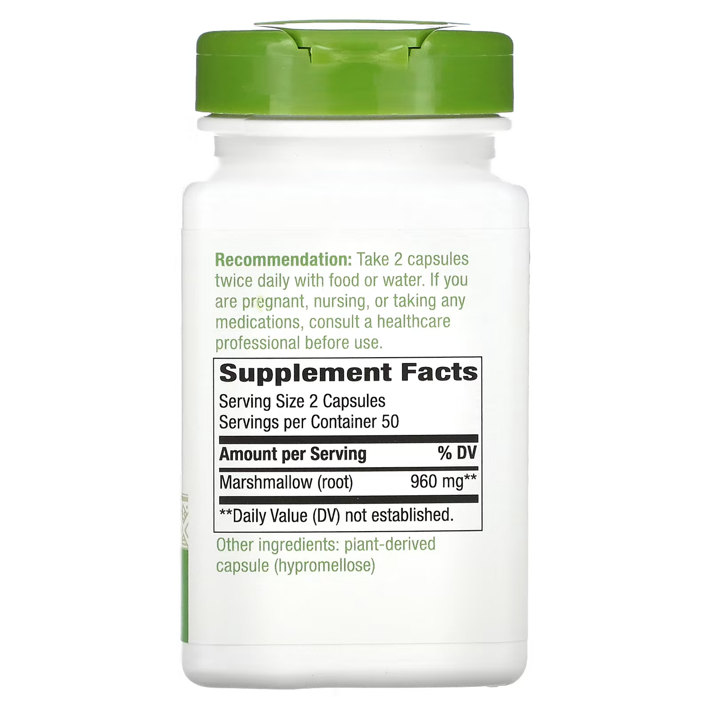 Raiz de Malvavisco, Bienestar Digestivo 960mg (100 veg caps), Nature's Way