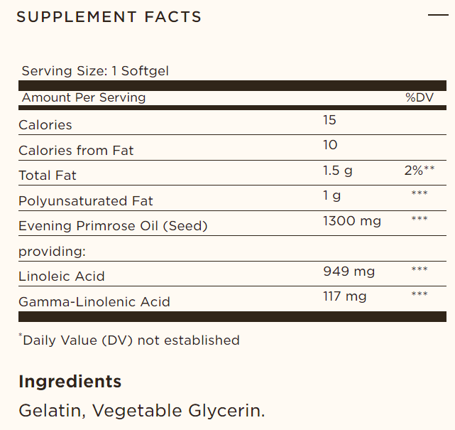 Aceite de Onagra 1300 mg (60 softgels), Solgar