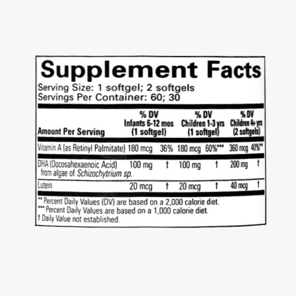 Alga DHA con Vitamina A y Luteina para Niños (60 softgels), Child Life