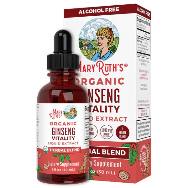 Vitalidad De Ginseng Orgánico, Liquido (1 fl oz/30ml), Mary Ruth´s