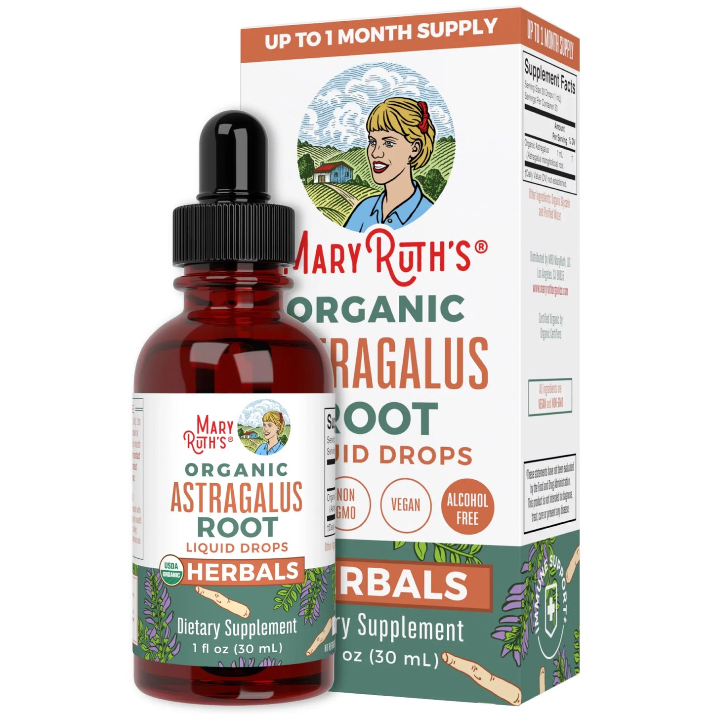 Hierbas De Raíz De Astrágalo Orgánico, Liquido (1 fl oz/30ml), Mary Ruth´s