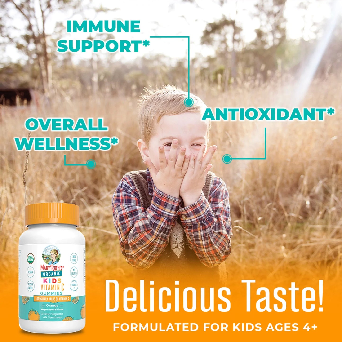 Vitamina C Organica Para Niños sabor Naranja (60 gomitas), Mary Ruth´s