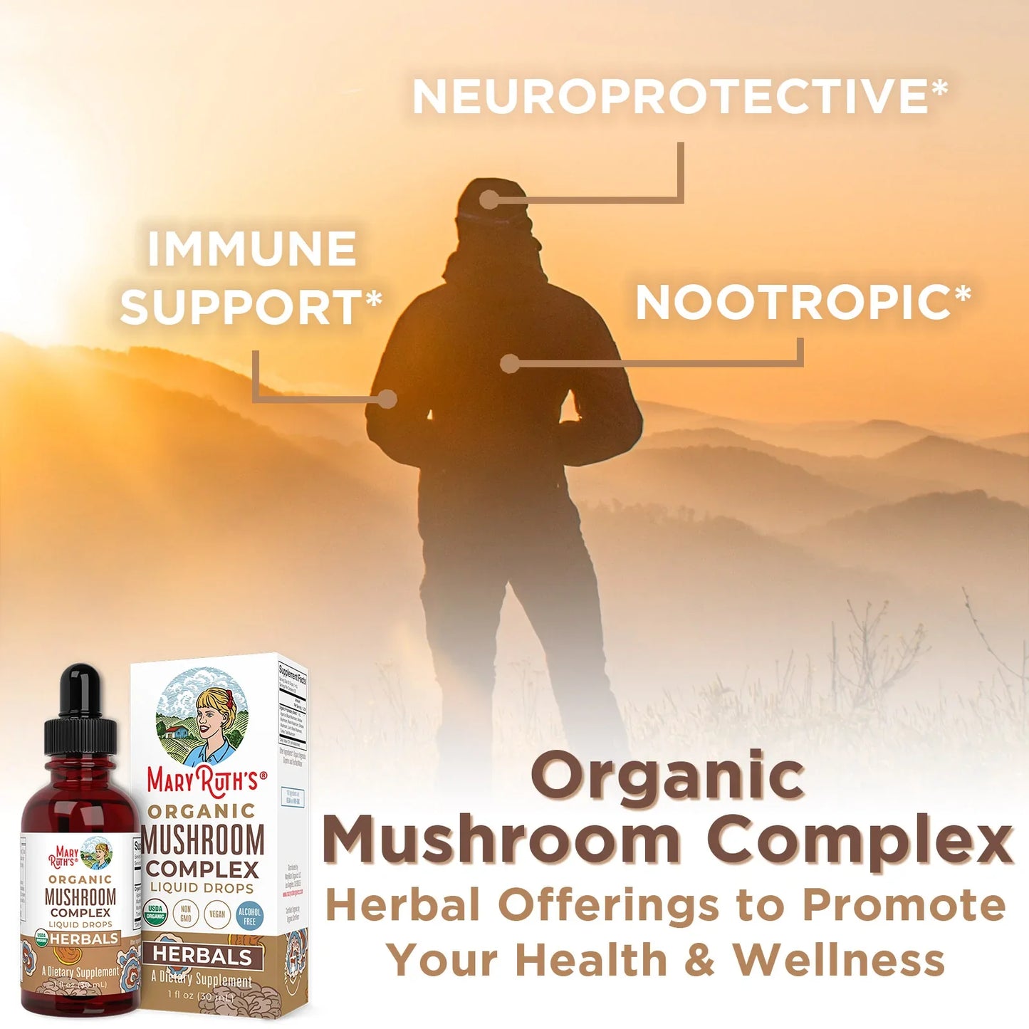 Hongos Orgánicos, Liquido (1 fl oz/30ml), Mary Ruth´s