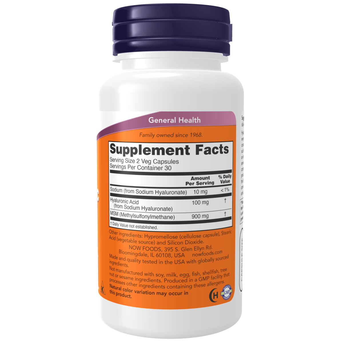 Acido Hialuronico con MSM 50mg (60 veg caps)