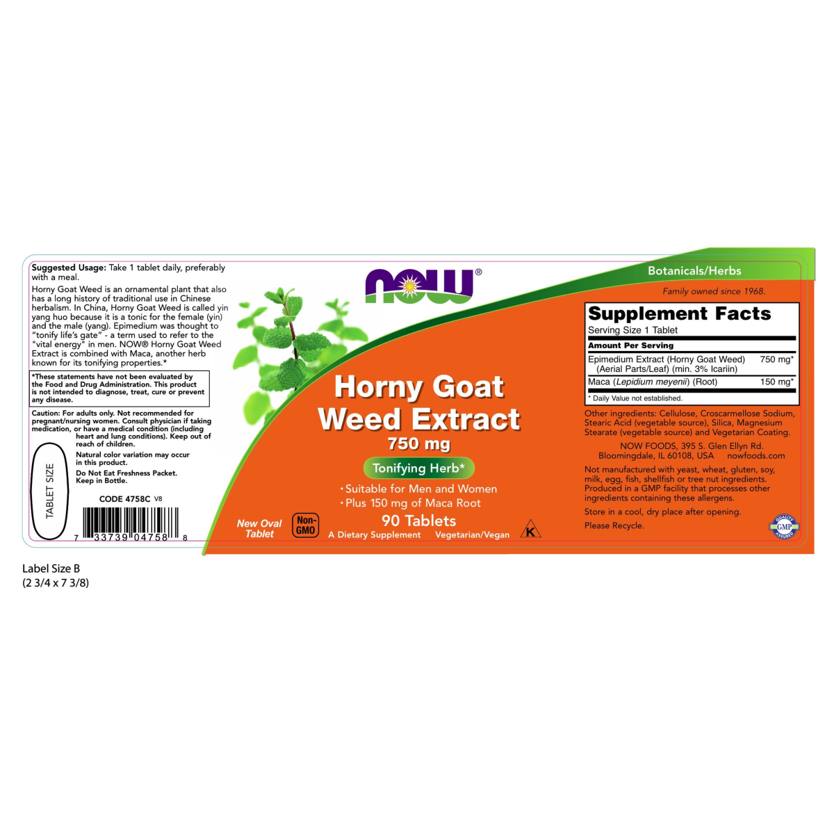 Extracto de Horny Goat Weed 750 mg (90 tabs)