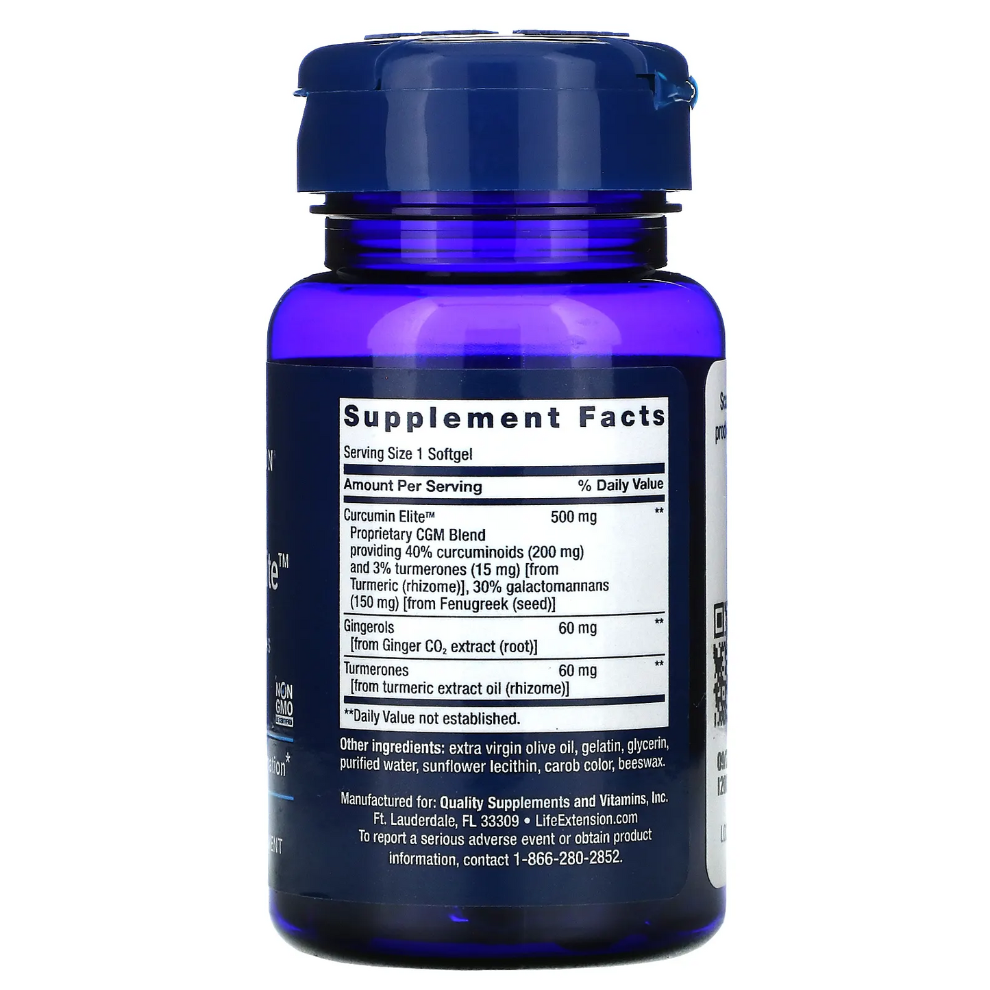 Extracto Avanzado De Cúrcuma , Jengibre y Turmeronas (30 softgels) , Life Extension