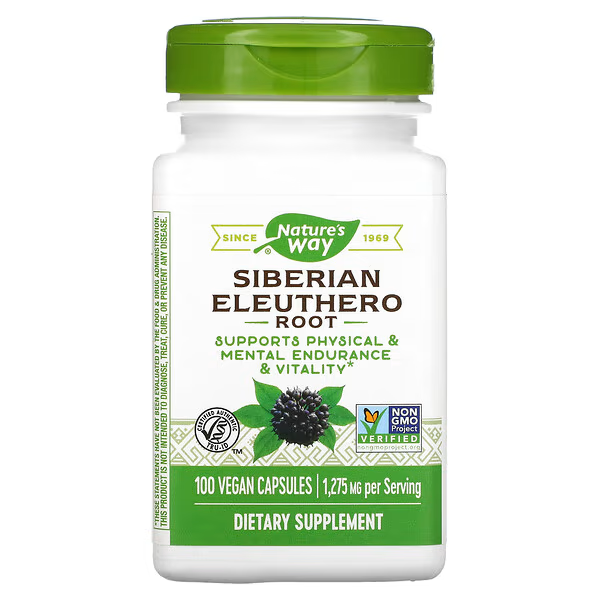 Raíz de Eleuthero Siberiana 1275mg (100 veg caps), Nature's Way