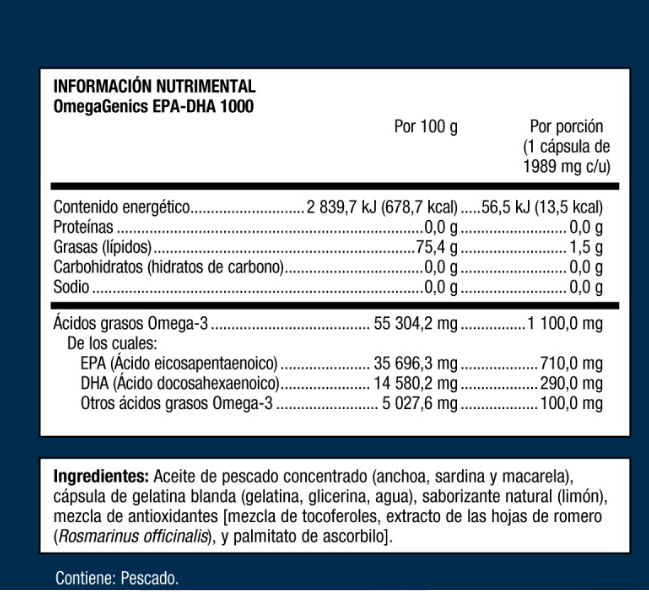 EPA-DHA 1000 Sabor Limon (60 caps), Metagenics