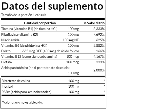 Complejo B 100 (100 caps), Swanson